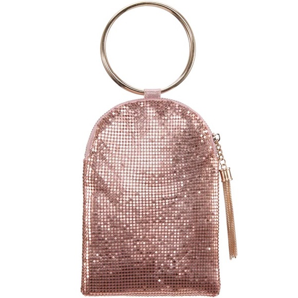 Nina Handbags - Nina Chandler Rose Gold Mesh Clutch Purse Wristlet